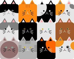 illustration de dessin animé de chats mignons et de personnages de chaton. ensemble de chats de personnages mignons, collection d'animaux de compagnie. le vecteur de chat reproduit l'illustration de l'ensemble d'animaux de compagnie mignons. différents types de chats vecteurs.