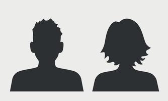 silhouette de jeune homme et femme. vue de profil. étudiants, icône d'adolescents. illustration vectorielle vecteur