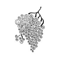 contour du logo de raisin. croquis de doodle dessiné à la main noire. illustration de vecteur noir isolé sur blanc. dessin au trait.