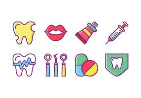 Dentiste gratuit Icon Set vecteur