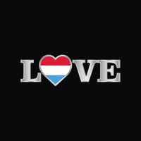 typographie d'amour avec le vecteur de conception du drapeau luxembourgeois