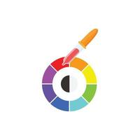 palette d'échantillons de peinture avec icône de pipette vecteur