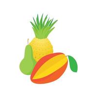 assortiment d'icônes de fruits, style cartoon vecteur