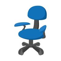 icône de dessin animé de chaise de bureau bleu vecteur