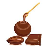 vecteur de dessin animé d'icône de boule de chocolat. Fève de cacao