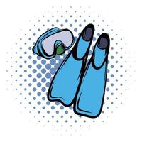 icône de la bande dessinée palmes bleues vecteur