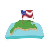 carte des états-unis avec l'icône du drapeau, style cartoon vecteur
