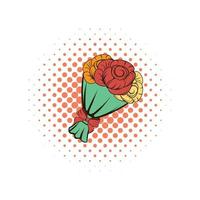 bouquet de roses icône de la bande dessinée vecteur