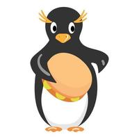 pingouin avec vecteur de dessin animé icône tambourin. bébé d'hiver