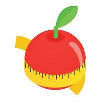pomme rouge centimètre icône 3d isométrique vecteur