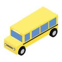 illustration 3d isométrique d'autobus scolaire vecteur