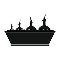 boîte plantée d'oignons icône simple noire vecteur
