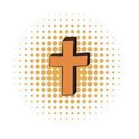 icône de la bande dessinée croix chrétienne vecteur