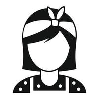 femme au foyer avec un arc sur la tête icône simple noire vecteur