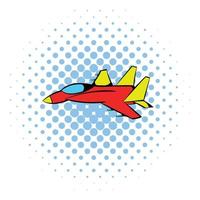 icône d'avion de chasse, style bande dessinée vecteur