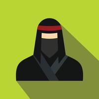 femme ninja dans une icône plate de masque noir vecteur