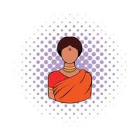 femme indienne en icône de sari indien traditionnel vecteur