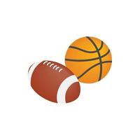 icône de ballon de basket-ball et de ballon de rugby vecteur