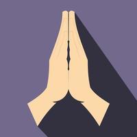 icône plate mains en prière vecteur