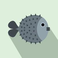 icône de poisson pointu fugu, style plat vecteur
