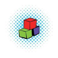 icône de trois cubes colorés, style bande dessinée vecteur