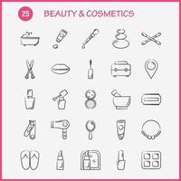 beauté et cosmétiques icône dessinée à la main pour l'impression web et le kit uxui mobile tel que le collier de bijoux présente les lèvres bouche cosmétique beauté vêtements pictogramme pack vecteur