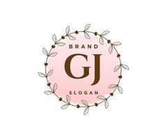 logo féminin initial gj. utilisable pour les logos nature, salon, spa, cosmétique et beauté. élément de modèle de conception de logo vectoriel plat.