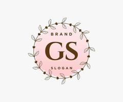 logo féminin initial gs. utilisable pour les logos nature, salon, spa, cosmétique et beauté. élément de modèle de conception de logo vectoriel plat.