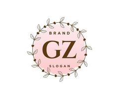 logo féminin gz initial. utilisable pour les logos nature, salon, spa, cosmétique et beauté. élément de modèle de conception de logo vectoriel plat.