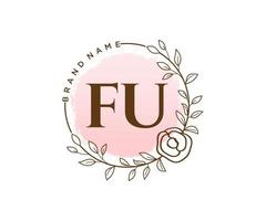 logo féminin fu initial. utilisable pour les logos nature, salon, spa, cosmétique et beauté. élément de modèle de conception de logo vectoriel plat.