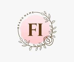 logo féminin fi initial. utilisable pour les logos nature, salon, spa, cosmétique et beauté. élément de modèle de conception de logo vectoriel plat.