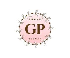 logo féminin initial gp. utilisable pour les logos nature, salon, spa, cosmétique et beauté. élément de modèle de conception de logo vectoriel plat.