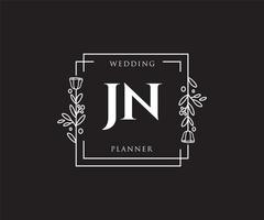 logo féminin jn initial. utilisable pour les logos nature, salon, spa, cosmétique et beauté. élément de modèle de conception de logo vectoriel plat.