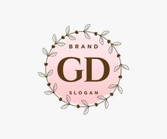 logo féminin gd initial. utilisable pour les logos nature, salon, spa, cosmétique et beauté. élément de modèle de conception de logo vectoriel plat.