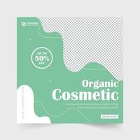 vecteur de publication de médias sociaux de vente de cosmétiques bio avec des formes abstraites et des espaces réservés pour les photos. conception de bannière web de publicité de produits de soins de la peau et de beauté. vecteur de modèle promotionnel d'entreprise cosmétique.