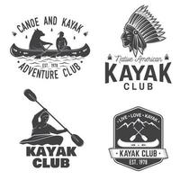 ensemble d'insignes de club de canoë et de kayak. vecteur. vecteur