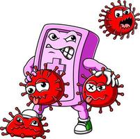 personnage en colère savon combat coronavirus covid 19 vecteur
