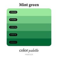 palettes de couleurs vert menthe avec précision avec les codes, parfaites pour une utilisation par les illustrateurs vecteur