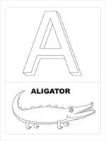 alphabet, animal, coloriage, page, pour, enfants, dessin trait vecteur