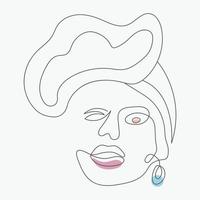 illustration d'art de ligne de visage de femme, dessin à la main moderne d'une ligne vecteur