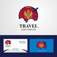 conception du logo et de la carte de visite du drapeau du monténégro de voyage vecteur