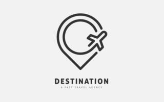 modèle de conception de logo de voyage. concepts de localisation et de vol. agences de voyages, circuits, billets, vacances. conception de logo minimale. vecteur