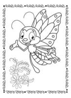 Coloriage fleur et papillon pour les enfants vecteur