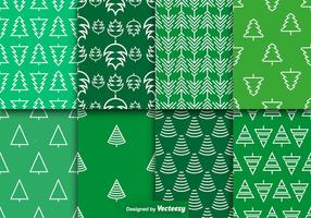 Vector Pine Trees Seamless Patterns Set