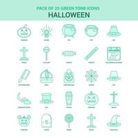 25 jeu d'icônes halloween vert vecteur