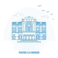 teatro la carided blue landmark fond créatif et modèle d'affiche vecteur