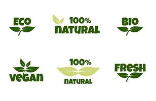 insigne d'aliments crus et sains, étiquette pour café, restaurants et emballages. naturel, éco, bio, végétalien, frais. caractères vecteur