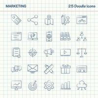 marketing 25 icônes doodle jeu d'icônes d'affaires dessinés à la main vecteur