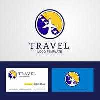 voyage bosnie-herzégovine cercle créatif logo drapeau et conception de carte de visite vecteur