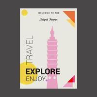 bienvenue à la tour de taipei taiwan explorez le voyage profitez du modèle d'affiche vecteur